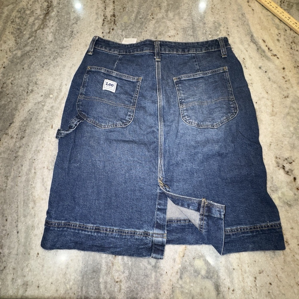 Vintage Y2K Lee Denim Carpenters Skirt Mini Blue‎ Jean 31" Women's 10 Utility
